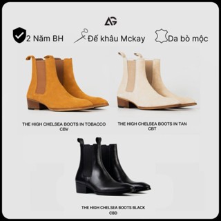 Giày Chelsea boots da bò cao cấp nhập khẩu handmade August shoes CBT gót 5cm chính hãng bảo hành 24 tháng