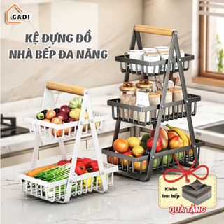 Kệ Đựng Đồ Nhà Bếp Đa Năng 3 Tầng GADI, Giỏ Đựng Gia Vị, Trái Cây, Decor Đa Năng Thép Cacbon Cao Cấp