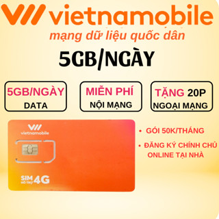 Sim 4G, sim số đẹp Vietnamobile, đăng ký gói 5GB/ngày thả ga vào mạng 50k/tháng, Đăng ký chính chủ không lo mất sim