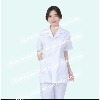 Áo Blue - Blouse trắng Dáng Ngắn Ngang Đùi Nam Nữ Dài Tay, Cộc Tay Hàng Đẹp Loại 1 Dành Cho Y Tá, Dược Sĩ, Điều Dưỡng.