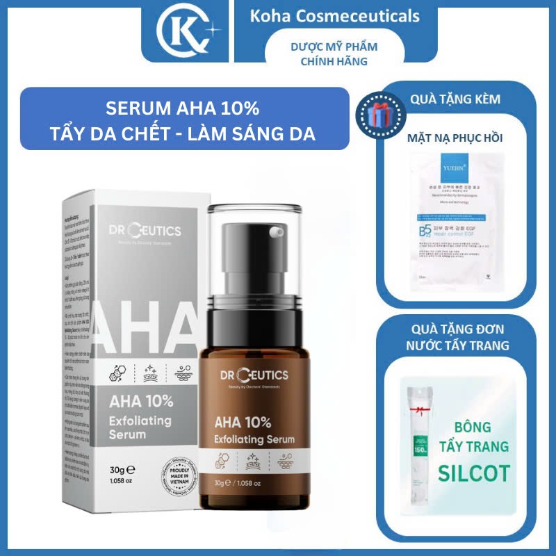 Serum DrCeutics AHA Glycolic, Laclic 10% Exfoliating Dưỡng Sáng Da 30ml