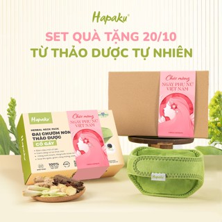  Set Quà Tặng 20 10 Từ Thảo Dược Tự Nhiên HAPAKU Qùa Cho Mẹ Đai Chườm Nóng Giảm Đau Cổ Gáy 