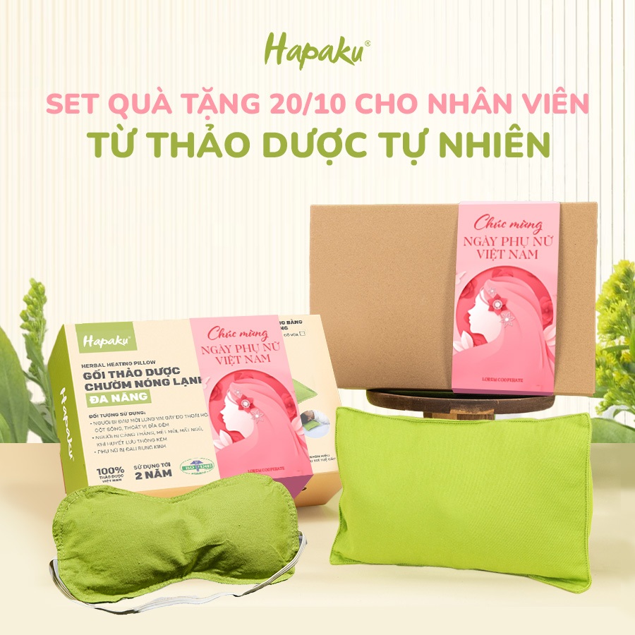 Set Quà Tặng 20/10 Dành Cho Nhân Viên Nữ Từ Thảo Dược Tự Nhiên HAPAKU, Gối Chườm Nóng Giảm Đau Bụng Kinh