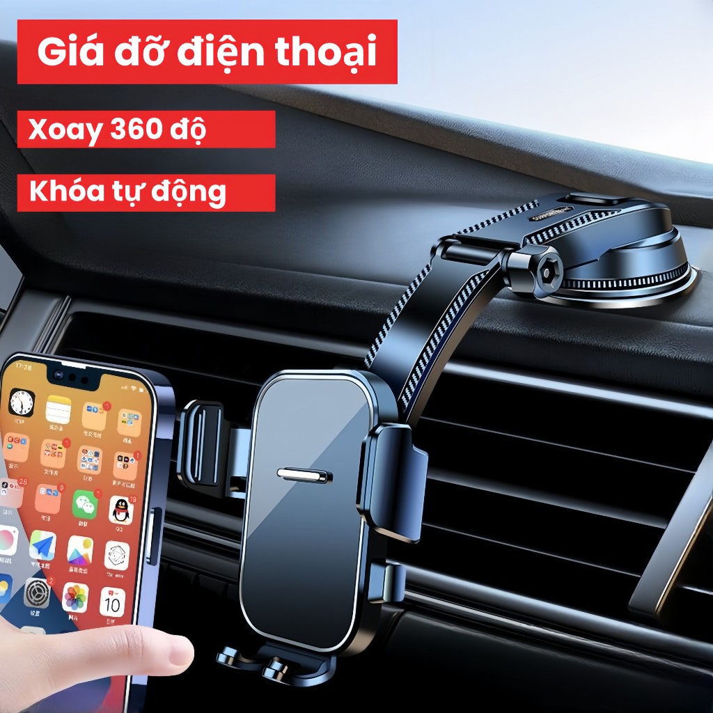 Giá Đỡ Điện Thoại Ô Tô, Giá Đỡ Khóa Tự Động Xoay 360 Độ, Kẹp Giữ Điện Thoại Gắn Taplo Xe Hơi | BigBuy360 - bigbuy360.vn