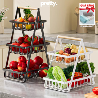 Kệ Đựng Đồ Nhà Bếp Đa Năng 3 Tầng, Giỏ Đựng Gia Vị, Trái Cây, Decor Đa Năng Thép Cacbon Cao Cấp