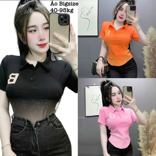 Áo Thun Polo Nữ Bigsize Cổ Trụ Loang Vạt Bầu Chất Gân Tăm Co Giãn Xinh Đẹp Dễ Thương Ôm Gọn Tôn Dáng Freesize 50-95kg