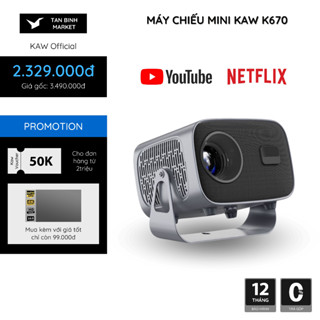 Máy Chiếu Mini KAW K670 - Máy Chiếu Mini Phòng Ngủ, Phân Giải Full HD, Nhỏ Gọn Xoay 360 Độ