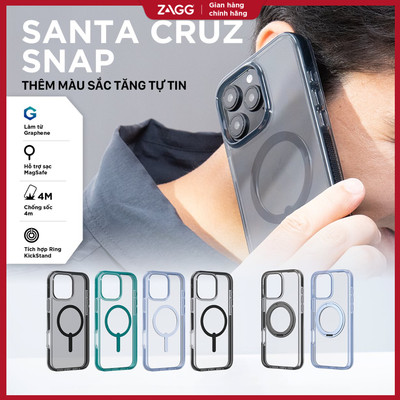 [iPhone 17/16/15 Series] Ốp lưng bảo vệ ZAGG Santa Cruz Magsafe có chân đỡ chống sốc 4m