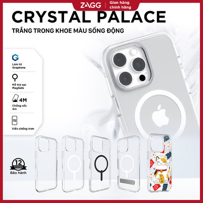 [iPhone 17/16/15 Series] Ốp lưng trong ZAGG Crystal Palace MagSafe chống sốc 4m bảo hành 1 năm 1 đổi 1
