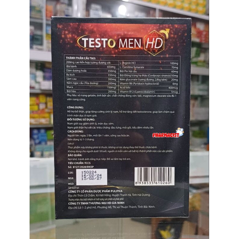 Bổ Thận Testo Men HD lọ 60 viên - Tăng cường sinh lý, giảm tiểu đêm cho nam giới