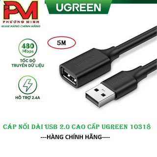 Dây cáp nối dài usb 2.0 dài 5m ugreen us103 10318- bảo hành chính hãng 12 tháng