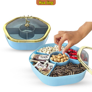 Hộp đựng mứt tết 5 ngăn, khay bánh kẹo có nắp hươu chất liệu nhựa cao cấp sang trọng - Huajing