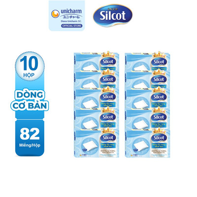 [HANNAH x SILCOT] Bộ 10 hộp Bông trang điểm (bông tẩy trang) Silcot 82 miếng/hộp