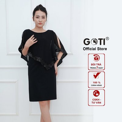 GOTI Quà Tặng Mẹ Trung Niên U40 U50 - Đầm Ôm Quý Bà Phối Voan Kim Sa Sang Trọng Nhiều Màu Đẹp 373