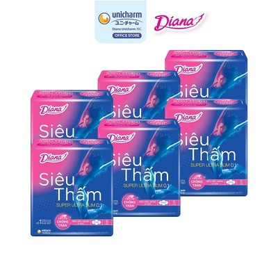 [KOL] Bộ 6 gói băng Vệ Sinh Diana Siêu thấm siêu siêu mỏng 0.1(Gói 8 miếng)