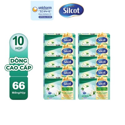 [HANNAH x SILCOT] Bộ 10 hộp Bông trang điểm (bông tẩy trang) cao cấp Silcot Premium 66 miếng/hộp