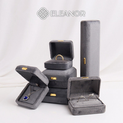 Hộp đựng quà tặng Eleanor Accessories màu xám đựng dây chuyền bông tai hộp phụ kiện trang sức 8434