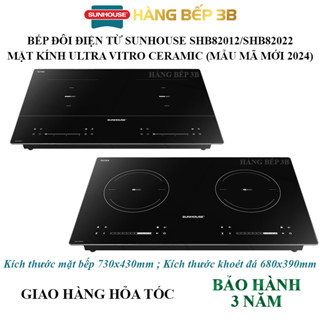 Bếp đôi điện từ Sunhouse SHB82012 & SHB82022 công suất 4400W có Booster - Mẫu mới 2024