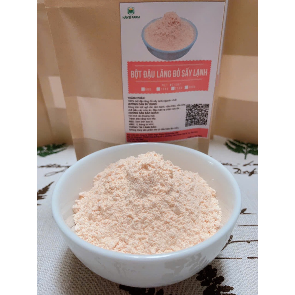 Bột đậu lăng đỏ sấy lạnh nguyên chất siêu mịn, không biến đổi gen 1Kg -Cold drying red lentil powder