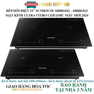Bếp đôi điện từ Inverter Sunhouse SHB81012 - SHB81022 công suất 4000W - Bảo hành 36 tháng tận nơi