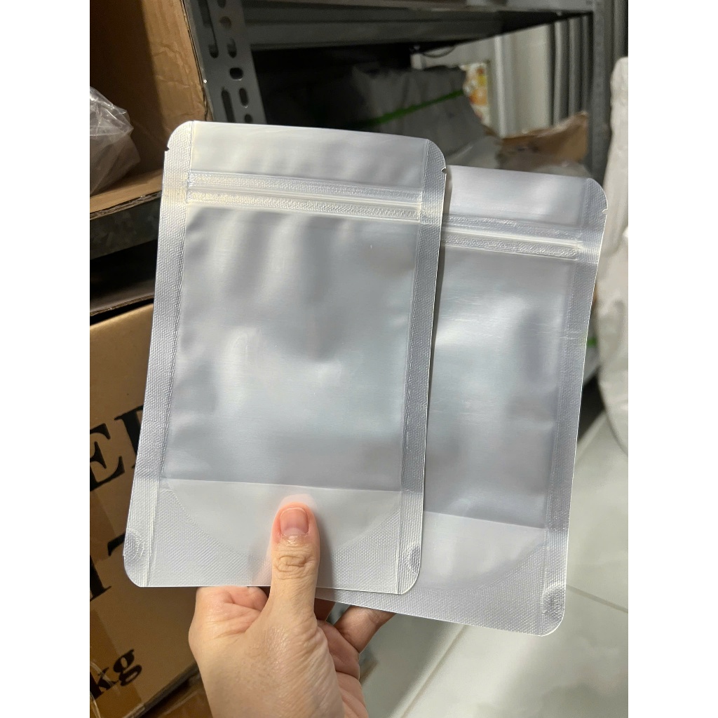 1 kg TÚI ZIP ĐÁY ĐỨNG MẶT BẠC MẶT TRONG (1kg size tuỳ chọn)