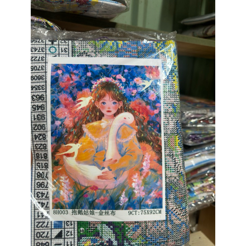 Tranh thêu chữ thập 9ct vải kim tuyến 75x92cm