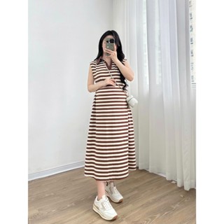 Váy bầu đầm bầu JOYCE Dress dáng suông phối cổ polo chất liệu co giãn thấm hút mồ hôi phù hợp đi chơi dạo phố  BY L'AMME