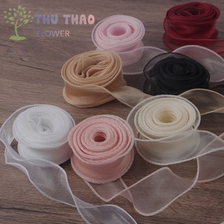 Cuộn Ruy Băng Voan dài 10 yard, dày 4cm làm nơ gói quà, decor hoa khô trang trí