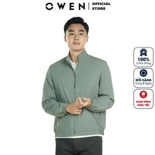 Áo khoác nam OWEN JK241473 màu xám Jacket cổ đứng chất nylon cao cấp dáng suông có khóa kéo túi