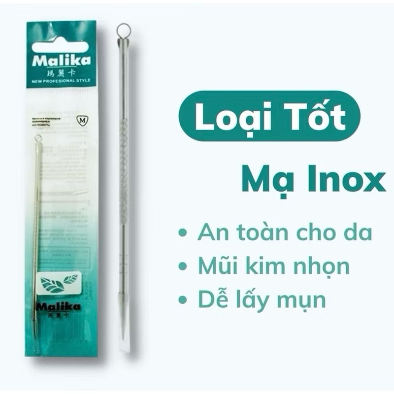 Combo 25 Que nặn mụn Malika  Cây lấy mụn 2 đầu nhọn và tròn chất liệu thép không gỉ