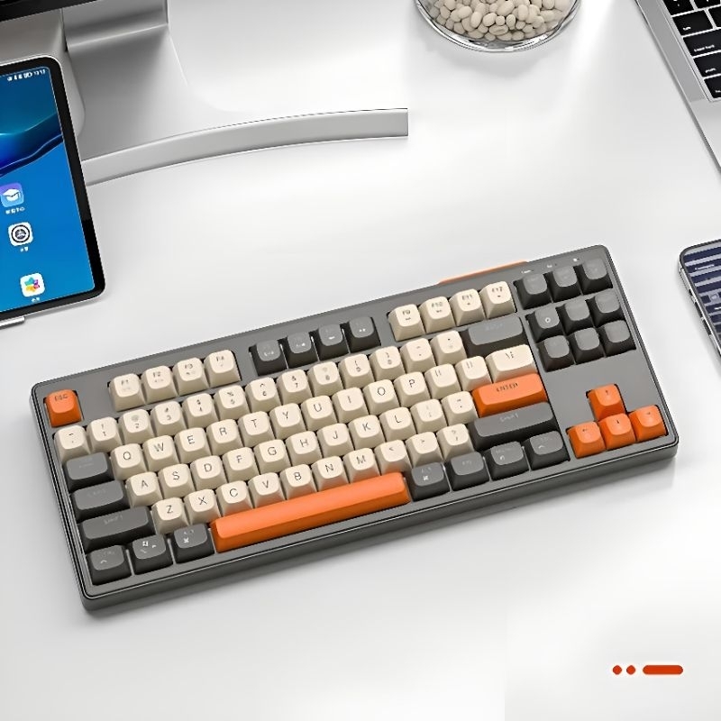 Bàn Phím Không Dây Bluetooth PIN Sạc TEKKIN M87 LED giả cơ Dùng Cho Máy Tính Laptop Điện Thoại | BigBuy360 - bigbuy360.vn