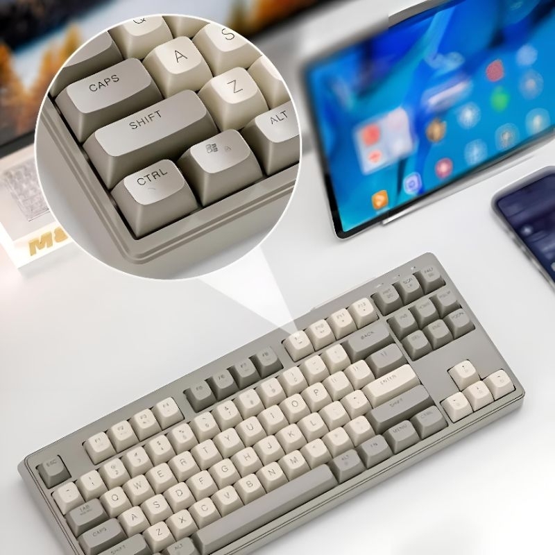 Bàn Phím Không Dây Bluetooth PIN Sạc TEKKIN M87 LED giả cơ Dùng Cho Máy Tính Laptop Điện Thoại | BigBuy360 - bigbuy360.vn