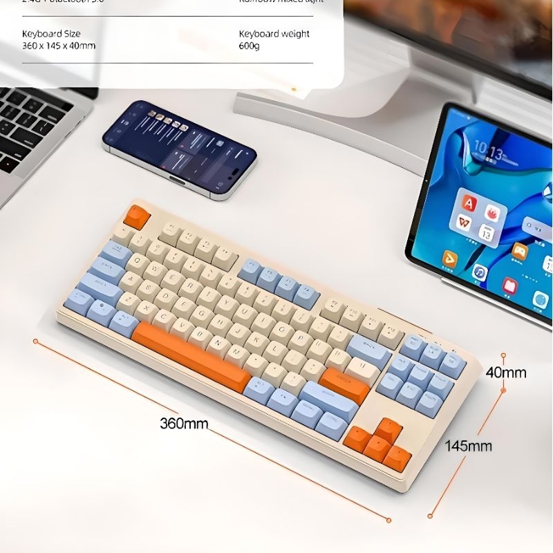 Bàn Phím Không Dây Bluetooth PIN Sạc TEKKIN M87 LED giả cơ Dùng Cho Máy Tính Laptop Điện Thoại | BigBuy360 - bigbuy360.vn