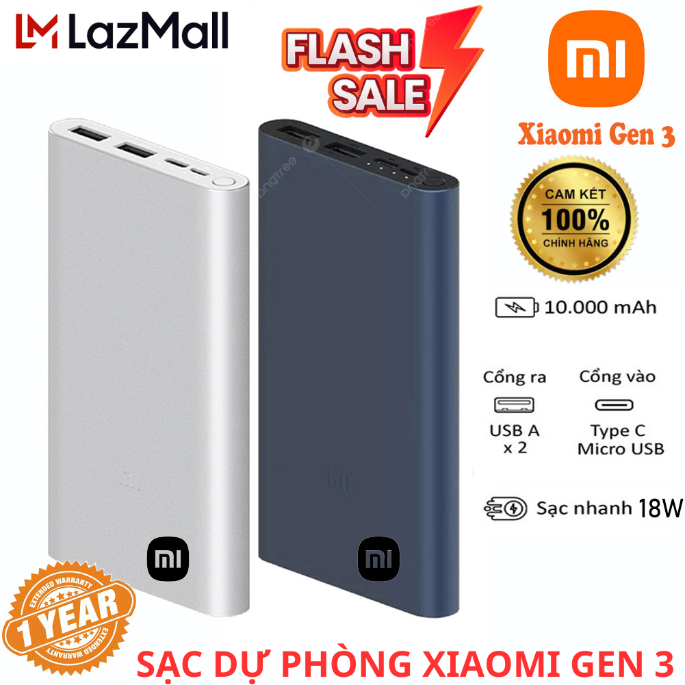 XIAOMI Pin Sạc Dự Phòng Xiaomi Gen 3 10000 mAh 18W