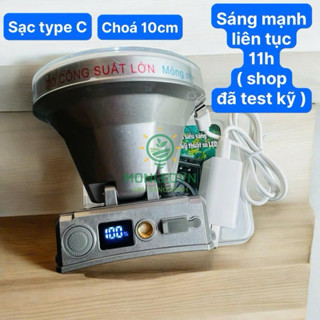 Đèn pin đội đầu 199 choá lớn 10cm, sạc type C ,chiếu xa 300M, sáng mạnh liên tục 11H, ánh sáng trắng và có 3 chế độ sáng