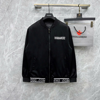 Áo khoác gió nam nữ Dsq2 ngực in chữ nhỏ lưng in dãy chữ since 1964 gấu dệt sọc chữ hãng quấn quanh