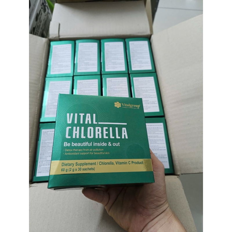 [ 1 thùng 12 hợp ] Tảo lục chlorella Vital - Vital enzyme nhập khẩu Hàn Quốc.