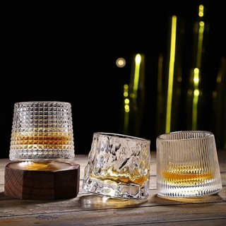 Ly rock thủy tinh pha lê đế xoay 360 độ, cốc uống whisky rượu tây 160ml wine glass