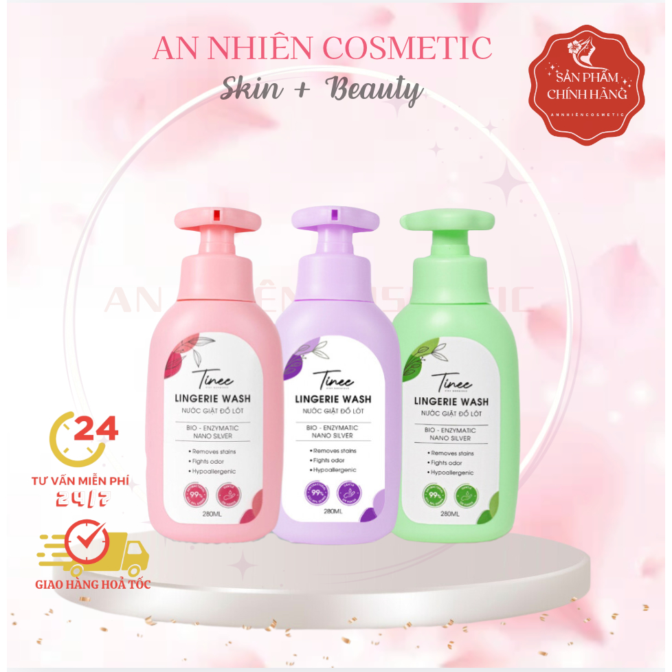 Nước Giặt Đồ Lót Sinh Học Tinee Bản Nâng Cấp Nano Bạc Mới Kháng Khuẩn An Toàn Cho Da 280ml