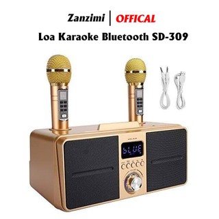  Loa Karaoke Bluetooth SDRD SD309 Tặng Kèm 2 Micro Không Dây Hát Karaoke Cực Hay Kết Nối Bluetooth Aux TF USB 