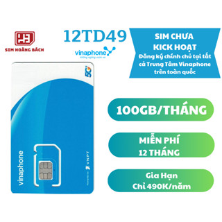 Sim 4G VINAPHONE gói TD49/12TD49 - 100GB/THÁNG - DK CHÍNH CHỦ