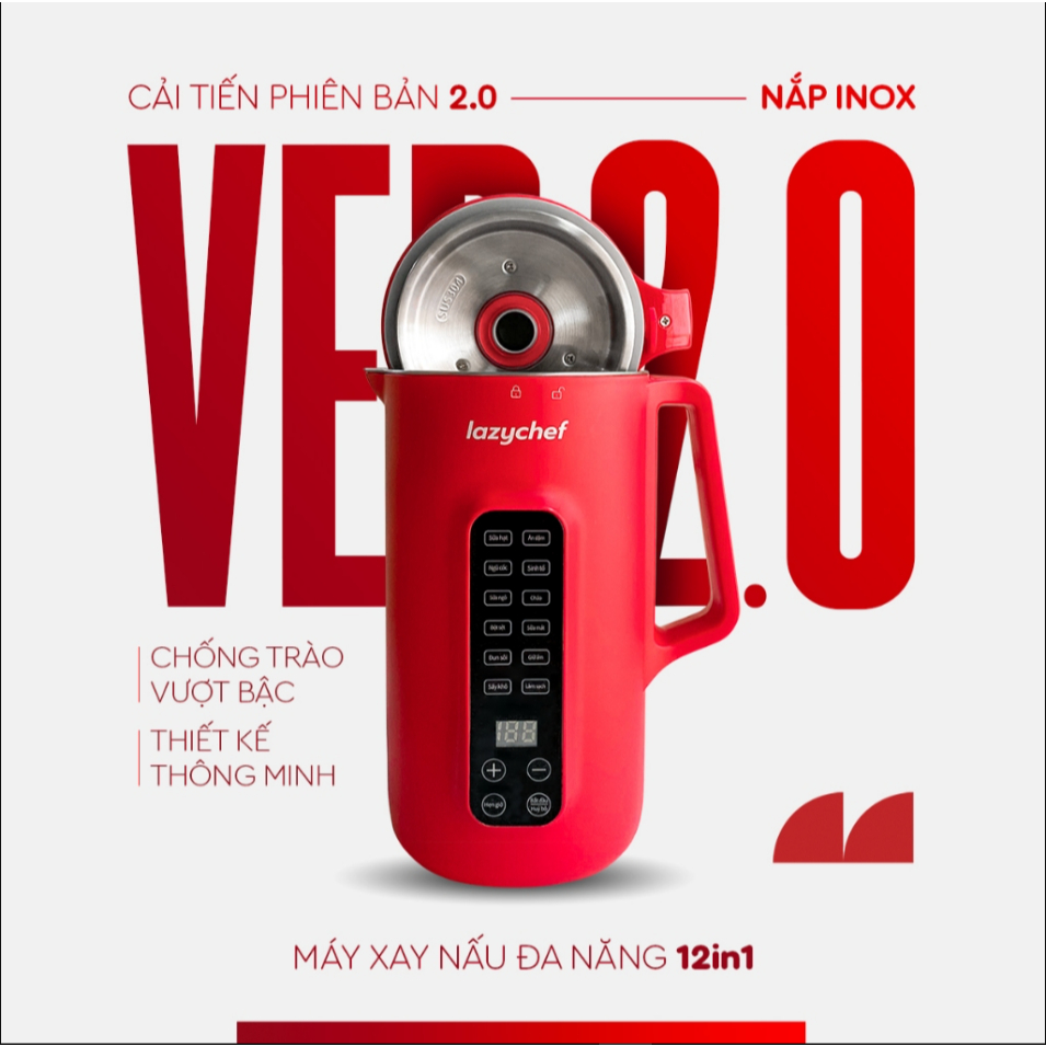 Máy Xay Nấu Đa Năng 12in1 Lazychef - Máy Làm Sữa Hạt, Máy Xay Sữa Hạt - Bảo Hành 12 Tháng