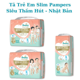 Tã / Bỉm Slim Pampers Hồng Siểu Mỏng, Siêu Thấm Hút Đủ Size - Nội Địa Nhật