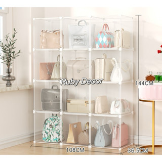  Kệ - tủ nhựa đựng túi xách đồ dùng đa năng mẫu trong suốt nhìn thấy đồ bên trong 