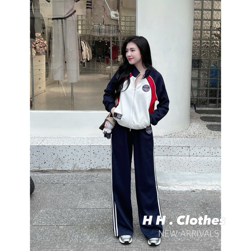 Set Bộ Khoác Nỉ Thêu Logo PSG Kèm Quần Suông HH • Melanie Boutique