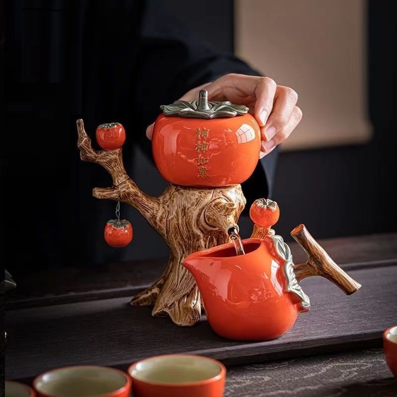 Bộ ấm chén uống trà cao cấp, Bộ ấm chén cối xay chất men sang trọng đẳng cấp, Bộ ấm trà xoay