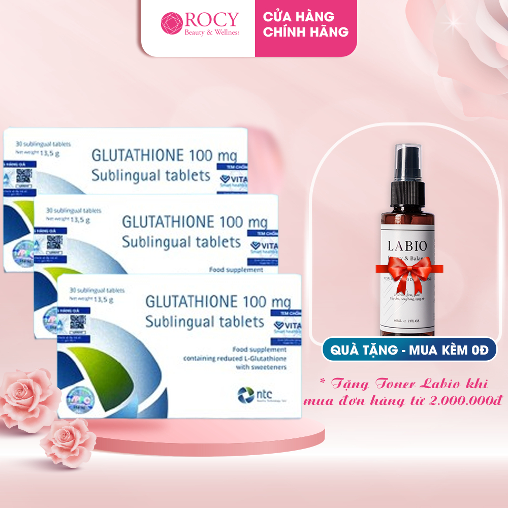 [COMBO 3 HỘP ] Viên Ngậm Trắng Da Glutathione 100mg Nhập Nhẩu Italy- Viên Trắng Da Toàn Thân- ROCY