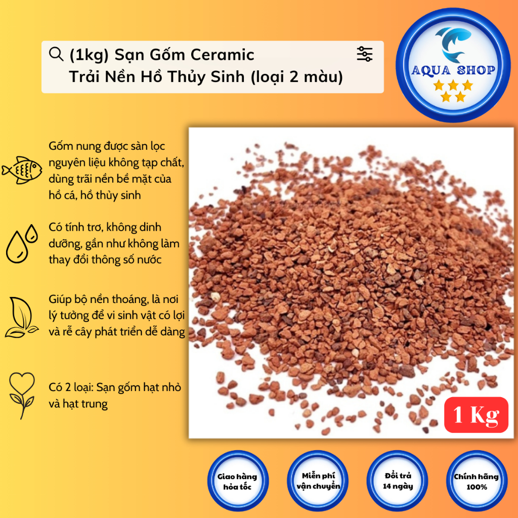 (1kg) Sạn Gốm Ceramic Trải Nền Hồ Thủy Sinh (loại 2 màu)