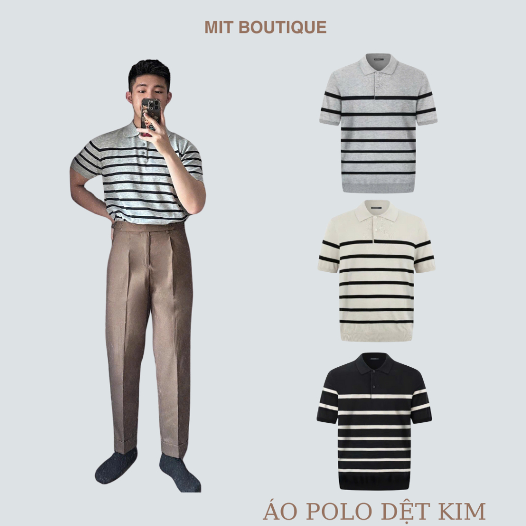 Áo polo dệt kim, chất Kint- mongtoghi cao cấp, co giãn 4 chiều, thoáng mát, sang trọng, lịch lãm