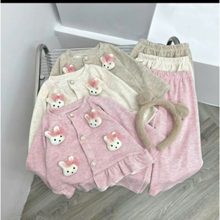 ( Xả kho ) Bộ quần + áo cadigan len lông thỏ mềm mịn, ấm áp cho bé gái 9-20kg